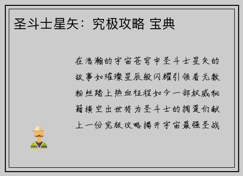 圣斗士星矢：究极攻略 宝典
